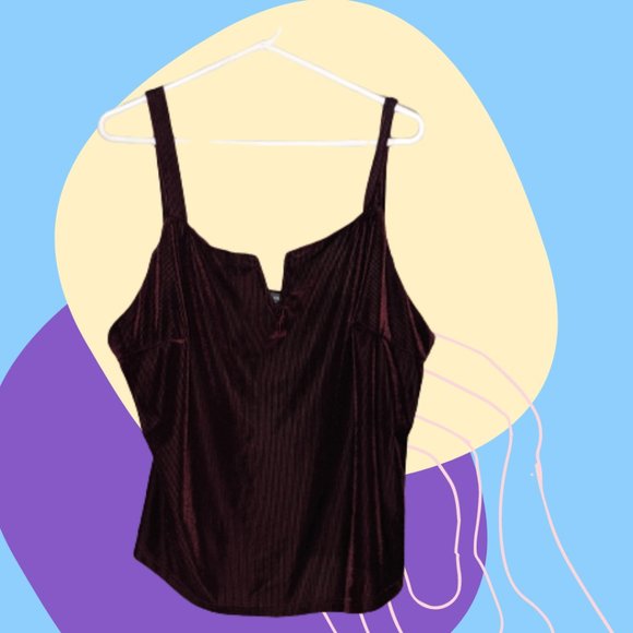 Plus Velvet Burgandy Structured Tank - Picture 2 of 4